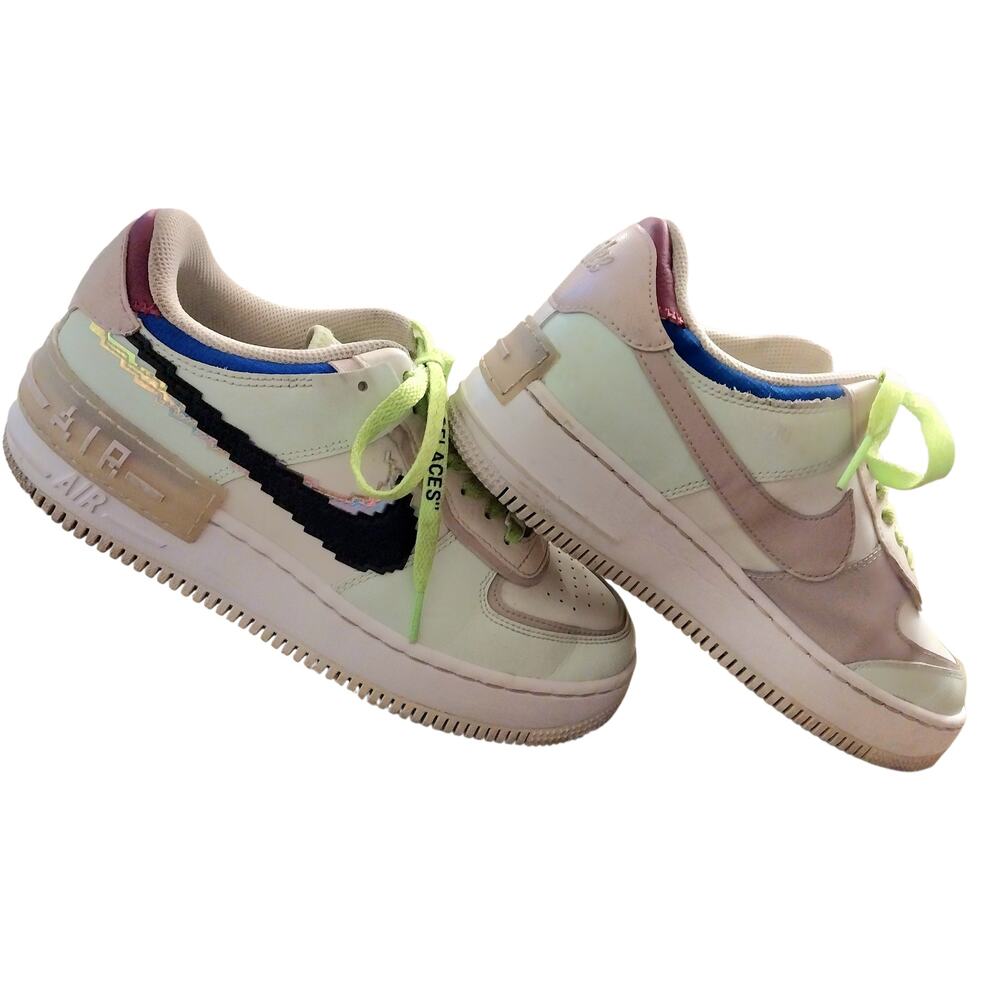 Nike x Off-White  Air Force 1 Low Shadow Multicolor Sneakers Womens 9 CV8480-300